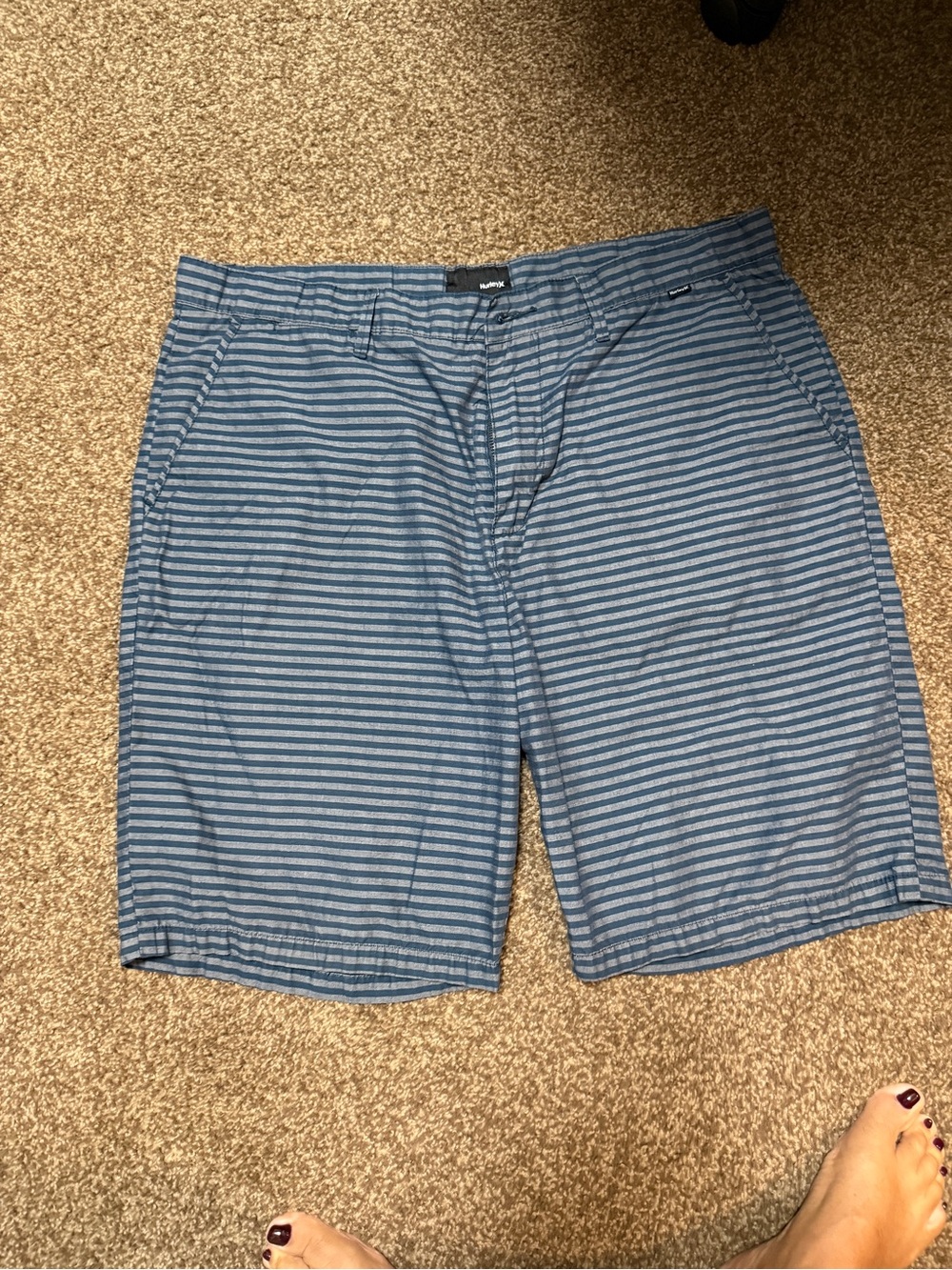 Men's Blue Striped Casual Shorts
